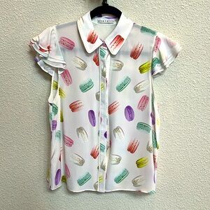 Alice + Olivia Macaron Silk Blouse S/P